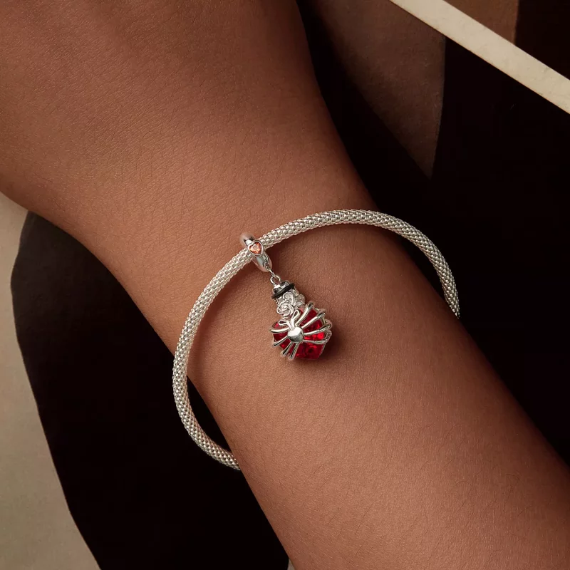 (imagen para) Corazón conmemorativo en forma de rosa estilo PANDORA en color rojo - BSC1058-RD - Ver 5