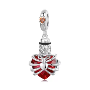 (imagen para) Corazón conmemorativo en forma de rosa estilo PANDORA en color rojo - BSC1058-RD