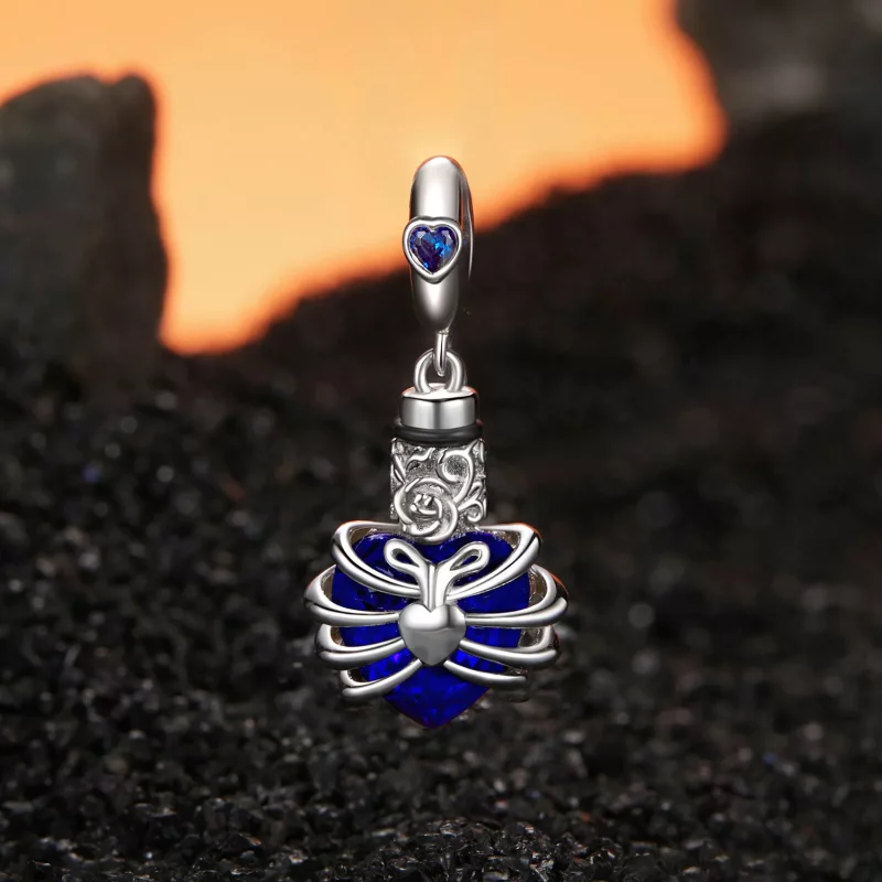 (imagen para) Corazón conmemorativo en rosa estilo PANDORA en color azul - BSC1058-BU - Ver 2