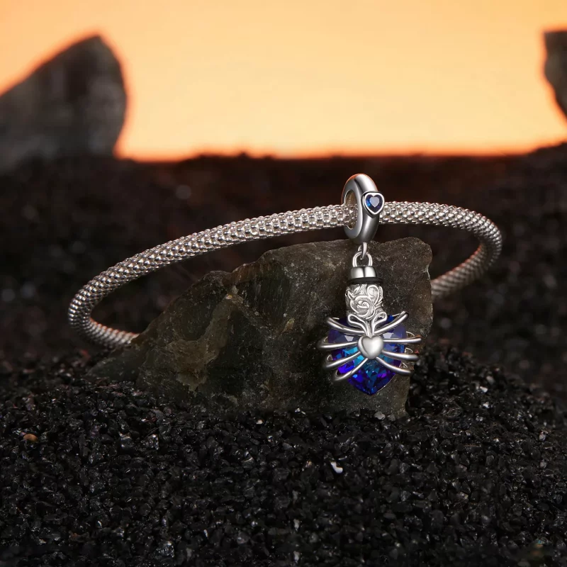 (imagen para) Corazón conmemorativo en rosa estilo PANDORA en color azul - BSC1058-BU - Ver 3
