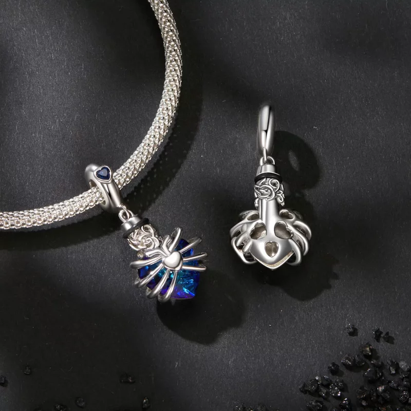 (imagen para) Corazón conmemorativo en rosa estilo PANDORA en color azul - BSC1058-BU - Ver 4