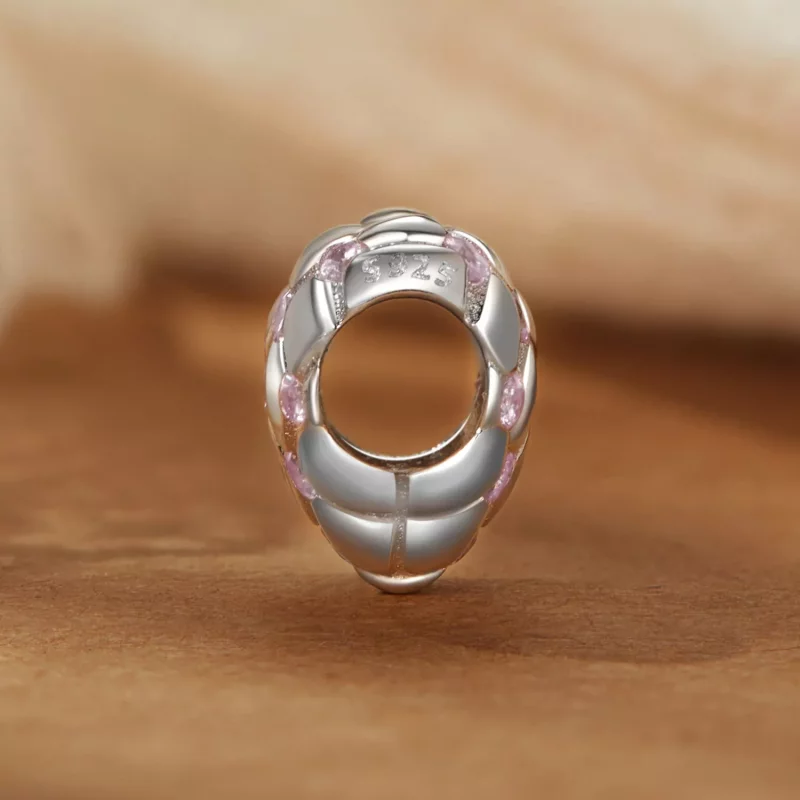 (imagen para) Cuentas con forma de corazón de diamantes rosas estilo PANDORA - BSC1054 - Ver 3