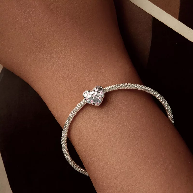 (imagen para) Cuentas con forma de corazón de diamantes rosas estilo PANDORA - BSC1054 - Ver 6