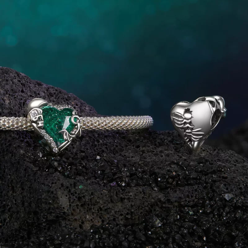 (imagen para) Cuentas con forma de corazón y calavera estilo PANDORA - BSC1064 - Ver 4