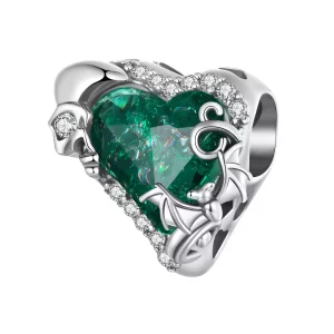 Cuentas con forma de corazón y calavera estilo PANDORA - BSC1064 (imagen para) Cuentas con forma de corazón y calavera estilo PANDORA - BSC1064