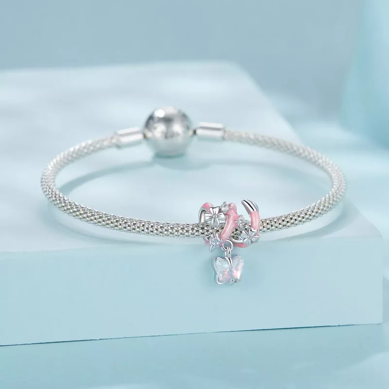 (imagen para) Cuentas con forma de mariposa y flor de amor estilo PANDORA - SCC2828 - Ver 4