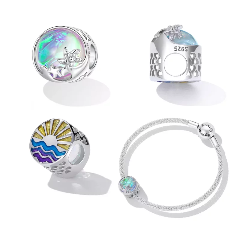 (imagen para) Cuentas con forma de ola de playa estilo PANDORA - BSC605 - Ver 2