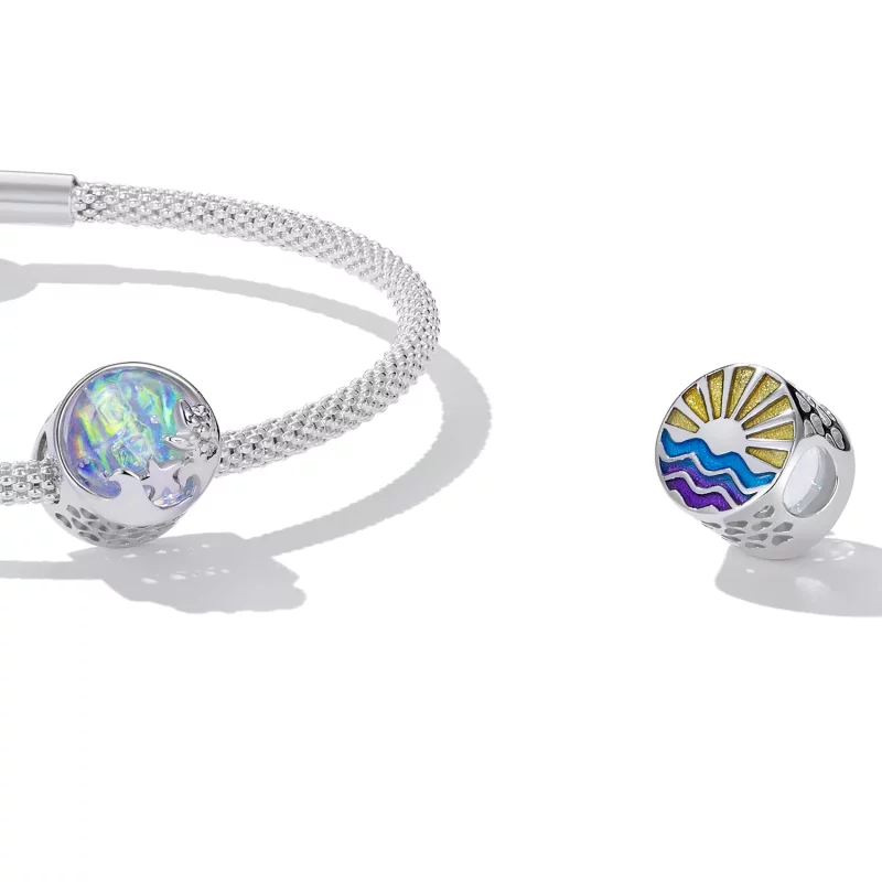 (imagen para) Cuentas con forma de ola de playa estilo PANDORA - BSC605 - Ver 4