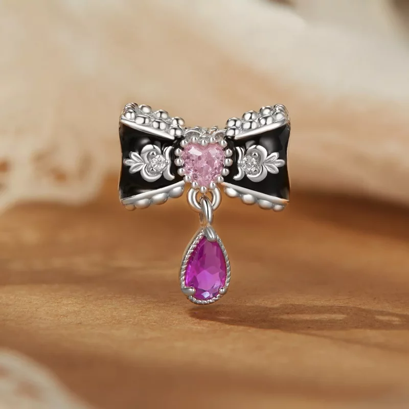 (imagen para) Cuentas con lazo romántico estilo PANDORA - BSC1055 - Ver 2