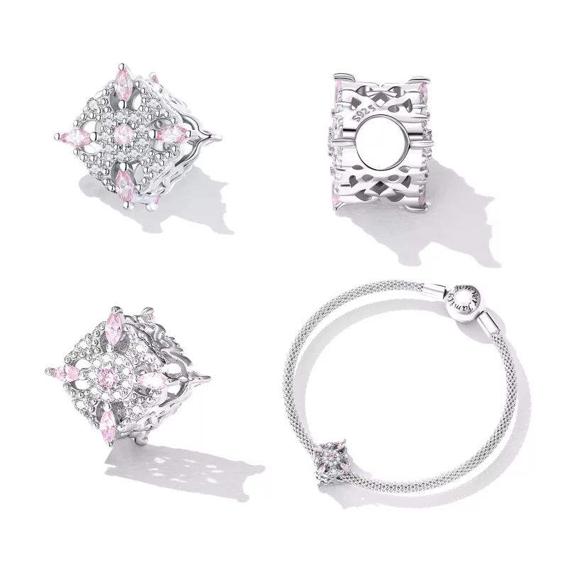 (imagen para) Cuentas con patrón retro estilo PANDORA - BSC617 - Ver 2