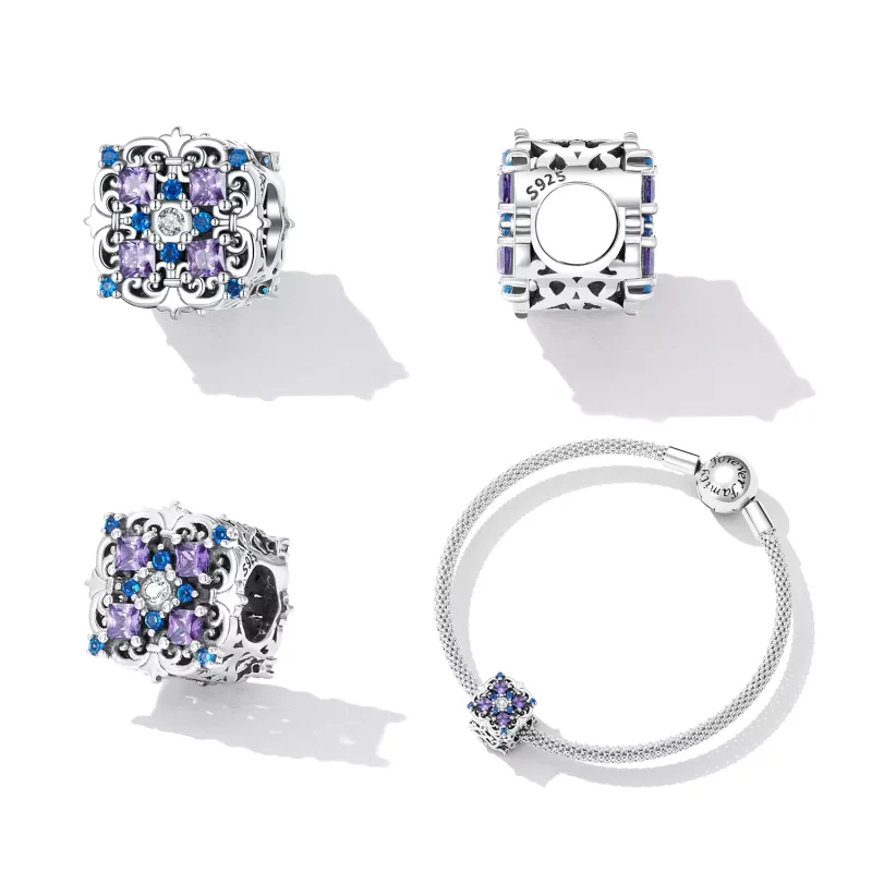(imagen para) Cuentas con patrón retro estilo PANDORA - BSC618 - Ver 2