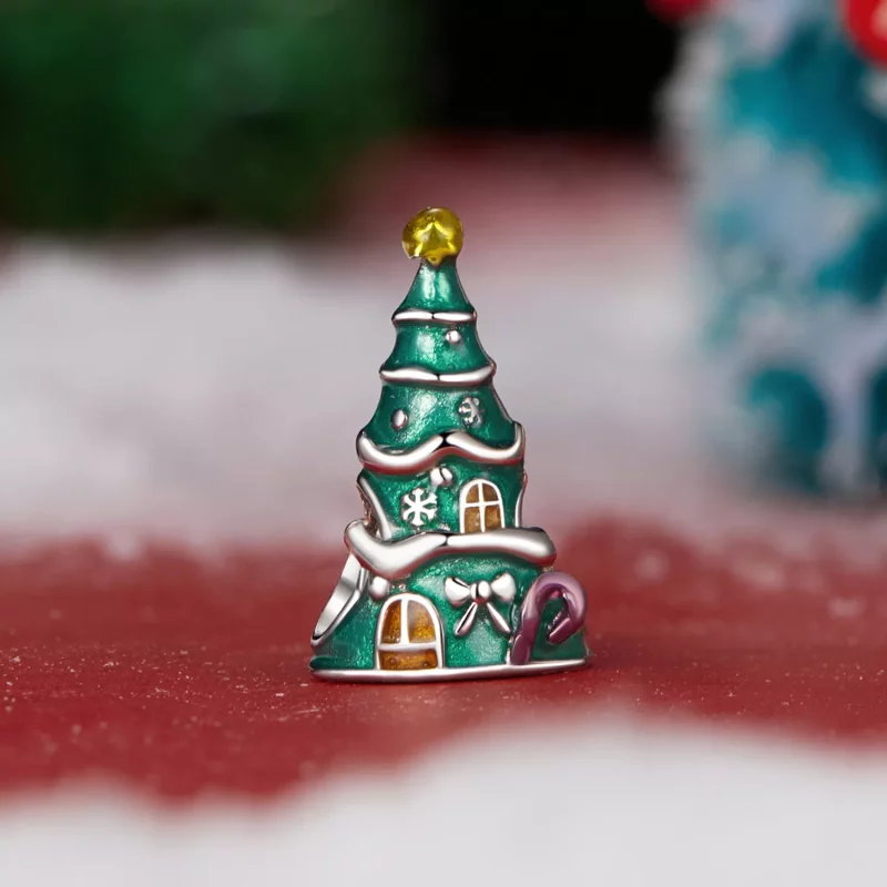 (imagen para) Cuentas de casa en forma de árbol de Navidad estilo PANDORA - SCC2916 - Ver 2