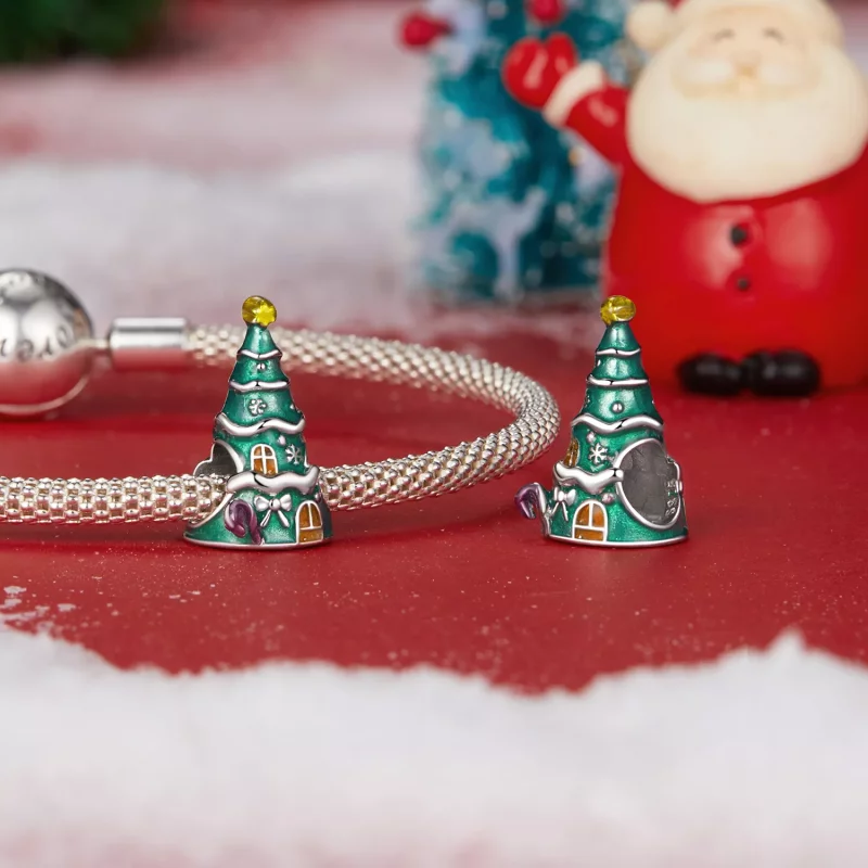 (imagen para) Cuentas de casa en forma de árbol de Navidad estilo PANDORA - SCC2916 - Ver 4