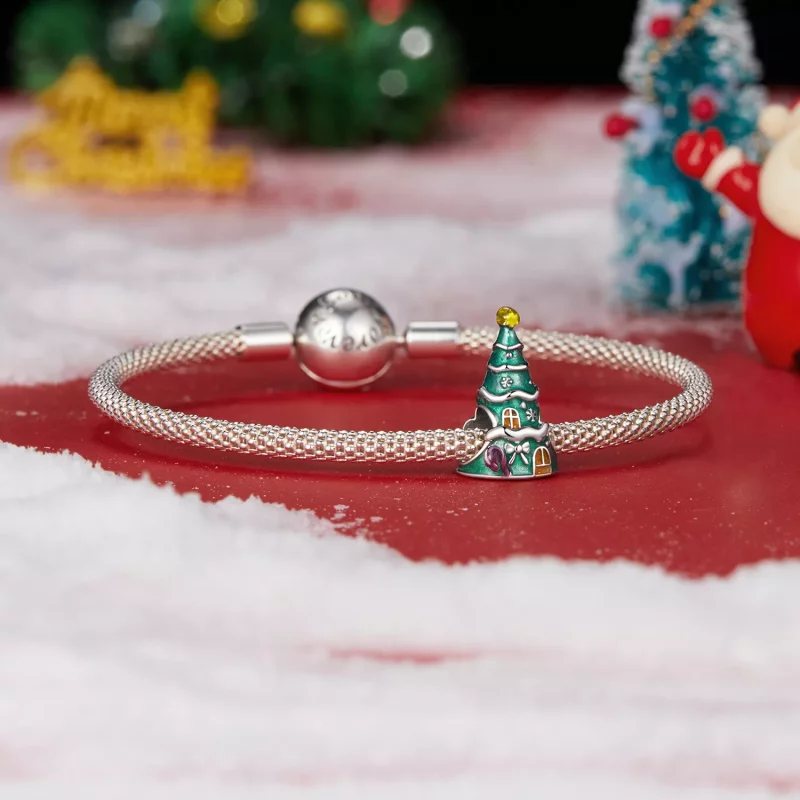 (imagen para) Cuentas de casa en forma de árbol de Navidad estilo PANDORA - SCC2916 - Ver 5