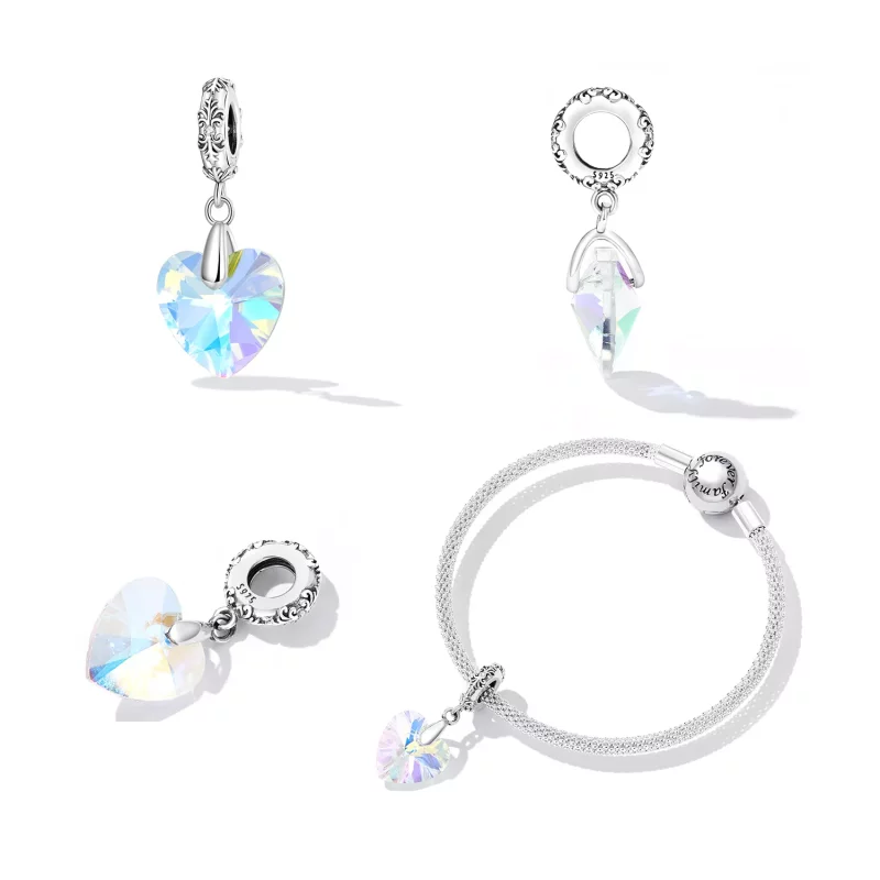 (imagen para) Cuentas de cristal con forma de corazón estilo PANDORA - BSC602 - Ver 2