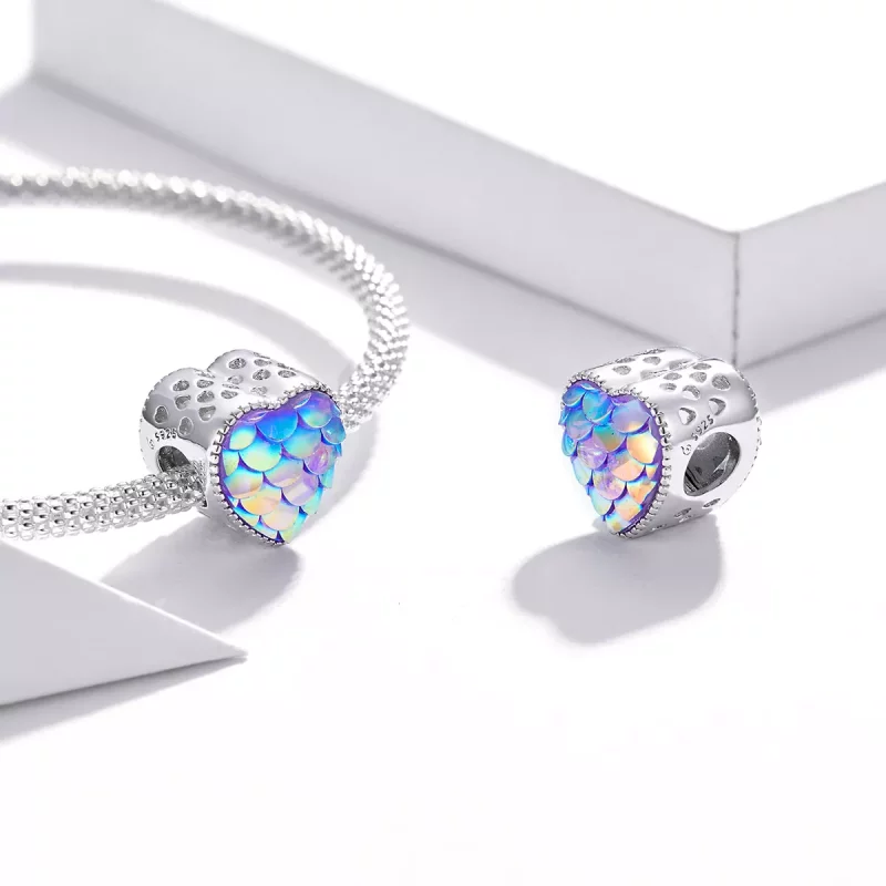 (imagen para) Cuentas de escamas de corazón estilo PANDORA - BSC433 - Ver 3
