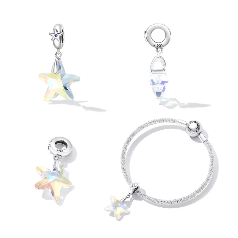 (imagen para) Cuentas de estrella de mar de cristal estilo PANDORA - BSC599 - Ver 2