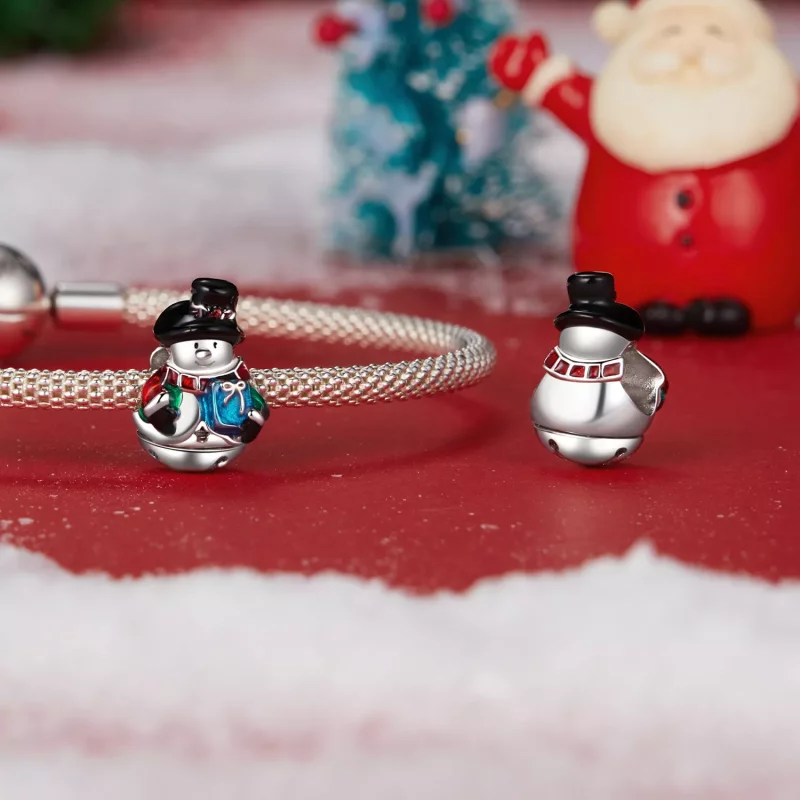 (imagen para) Cuentas de muñeco de nieve con campanas navideñas estilo PANDORA - SCC2913 - Ver 4
