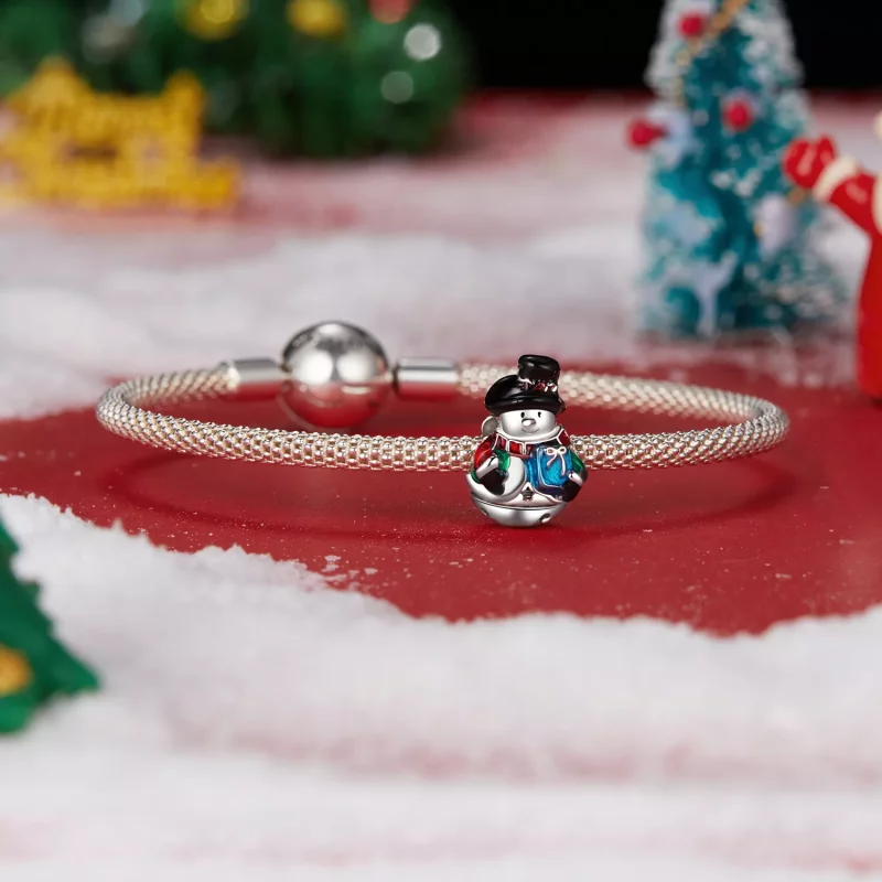 (imagen para) Cuentas de muñeco de nieve con campanas navideñas estilo PANDORA - SCC2913 - Ver 5