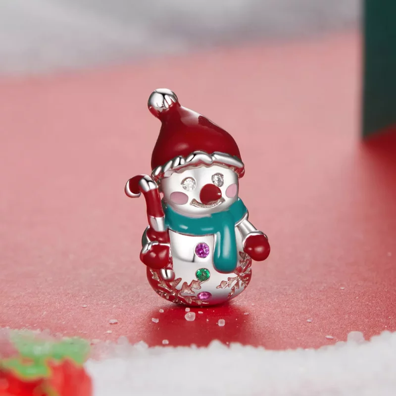 (imagen para) Cuentas de muñeco de nieve navideño estilo PANDORA - BSC1070 - Ver 2