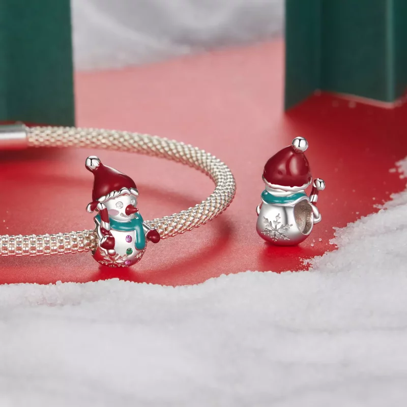 (imagen para) Cuentas de muñeco de nieve navideño estilo PANDORA - BSC1070 - Ver 4