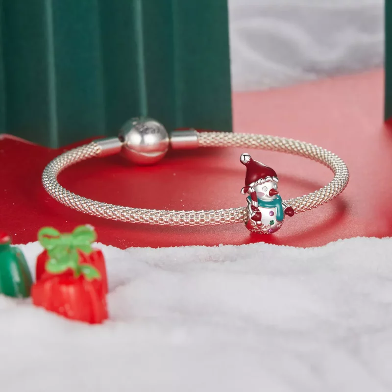 (imagen para) Cuentas de muñeco de nieve navideño estilo PANDORA - BSC1070 - Ver 5