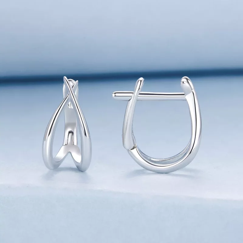 (imagen para) Exquisita hebilla de oreja de plata estilo PANDORA - BSE1053 - Ver 2
