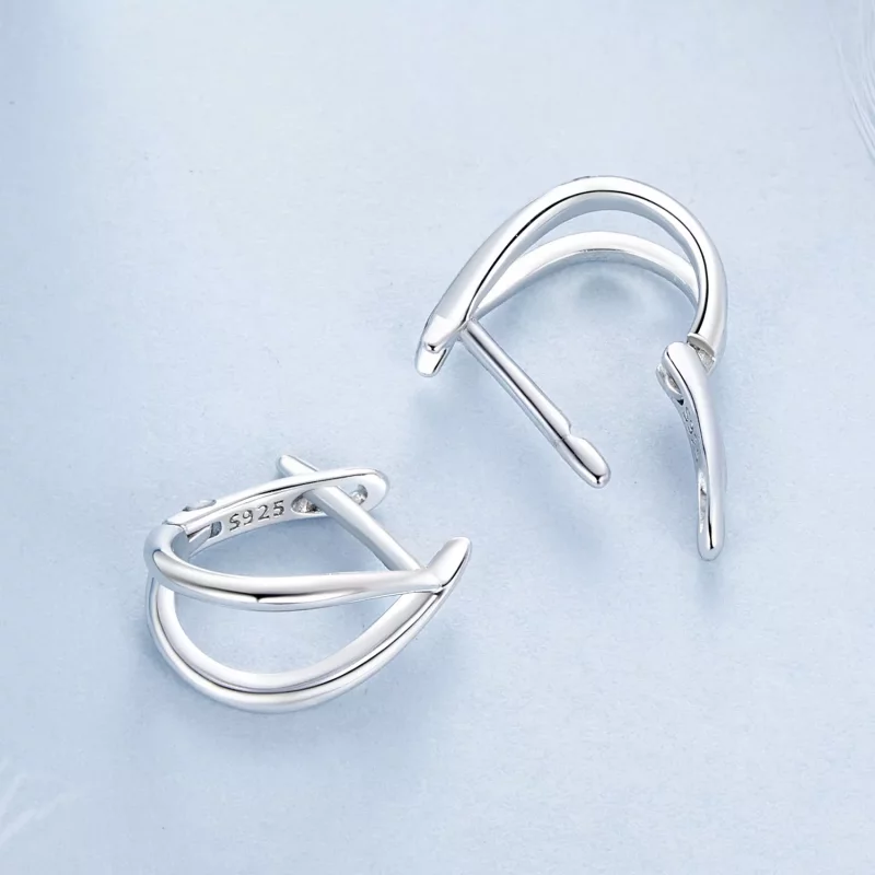 (imagen para) Exquisita hebilla de oreja de plata estilo PANDORA - BSE1053 - Ver 4