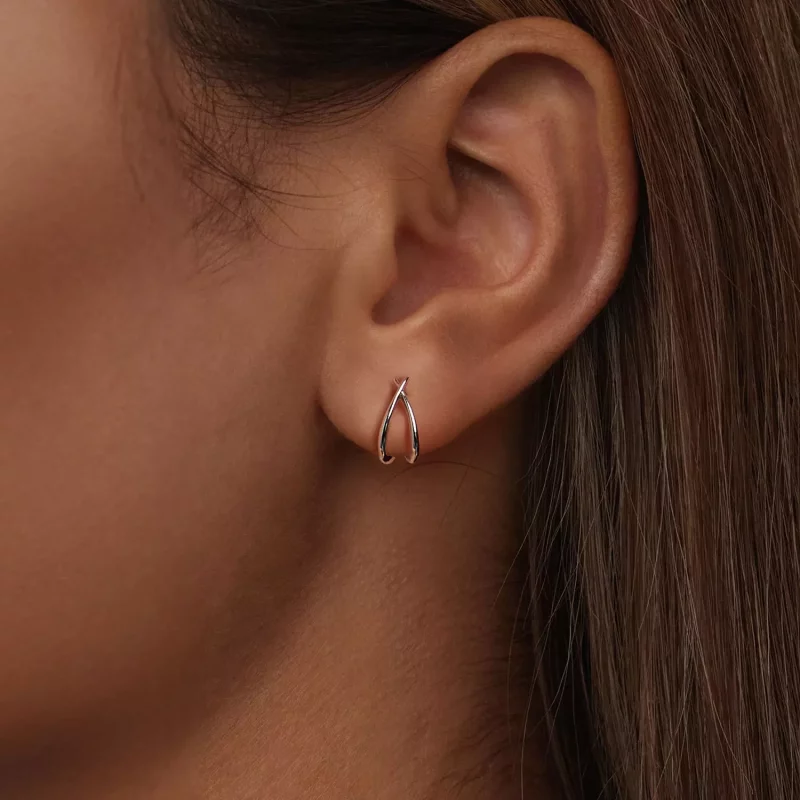 (imagen para) Exquisita hebilla de oreja de plata estilo PANDORA - BSE1053 - Ver 6