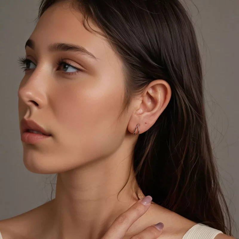 (imagen para) Exquisita hebilla de oreja de plata estilo PANDORA - BSE1053 - Ver 7