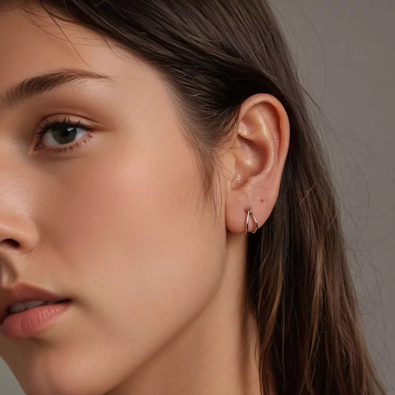 (imagen para) Exquisita hebilla de oreja de plata estilo PANDORA - BSE1053 - Ver 8