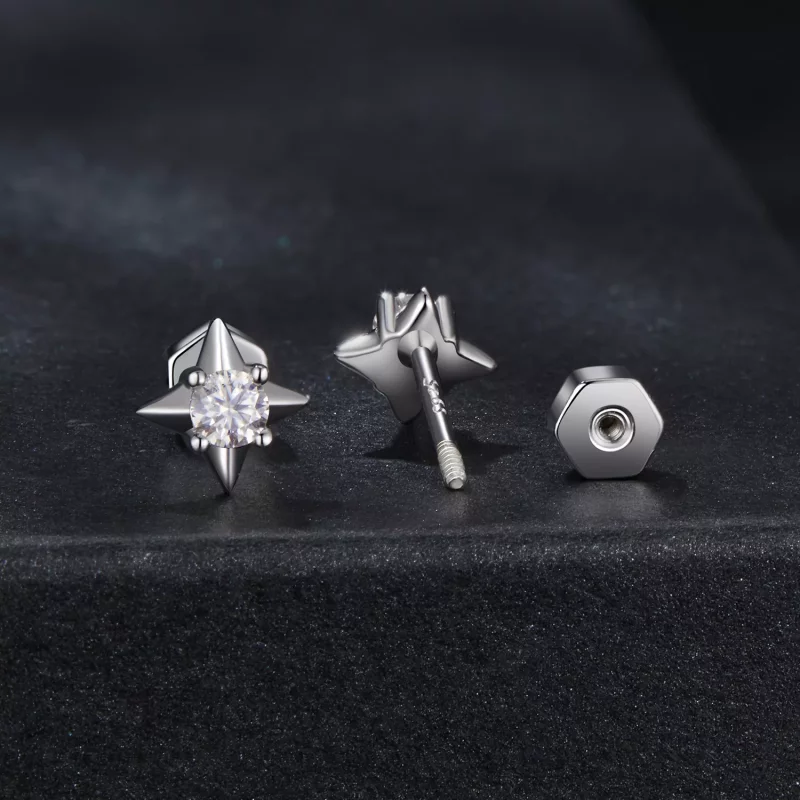 (imagen para) Pendientes brillantes de estrella estilo PANDORA (un certificado) - MSE067 - Ver 2