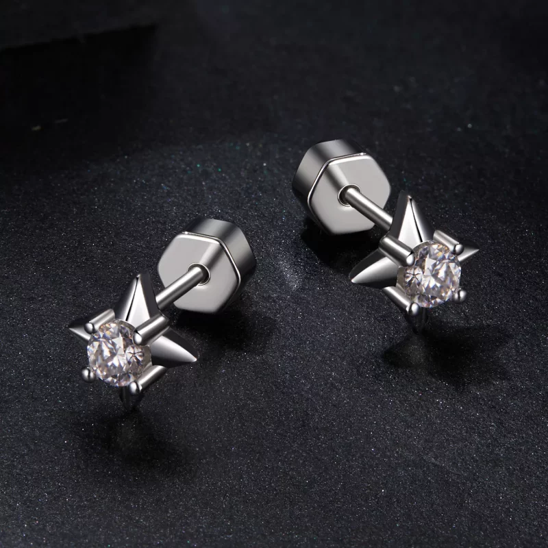 (imagen para) Pendientes brillantes de estrella estilo PANDORA (un certificado) - MSE067 - Ver 3
