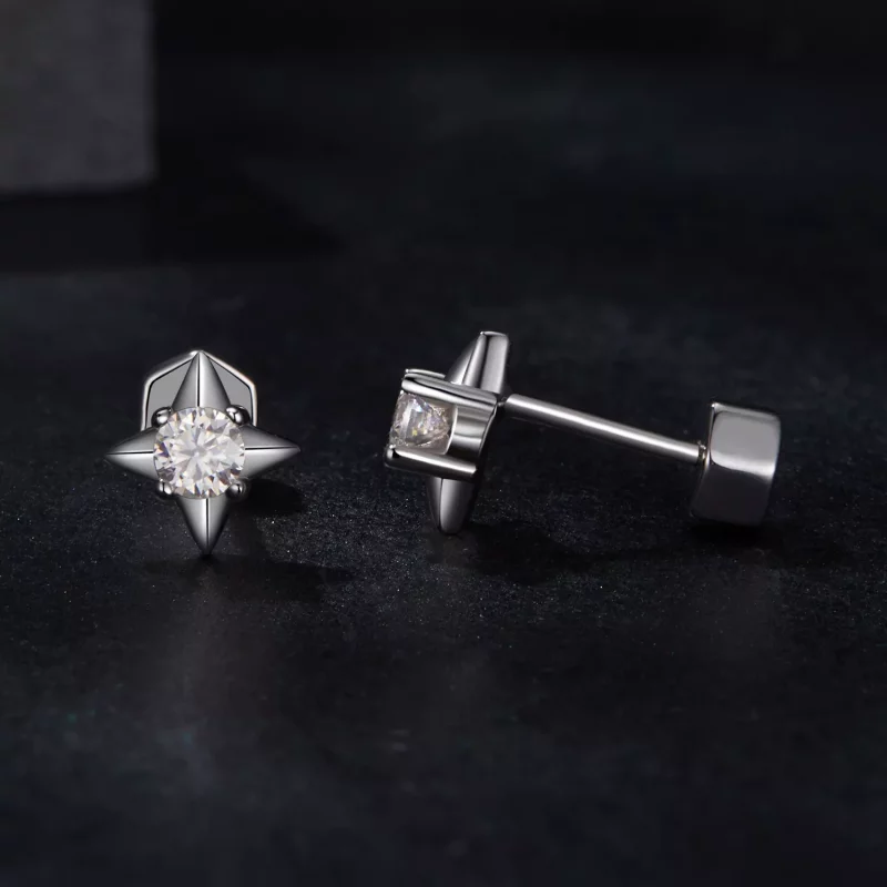 (imagen para) Pendientes brillantes de estrella estilo PANDORA (un certificado) - MSE067 - Ver 4