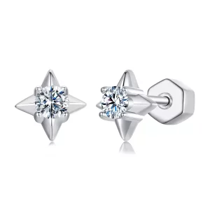 (imagen para) Pendientes brillantes de estrella estilo PANDORA (un certificado) - MSE067