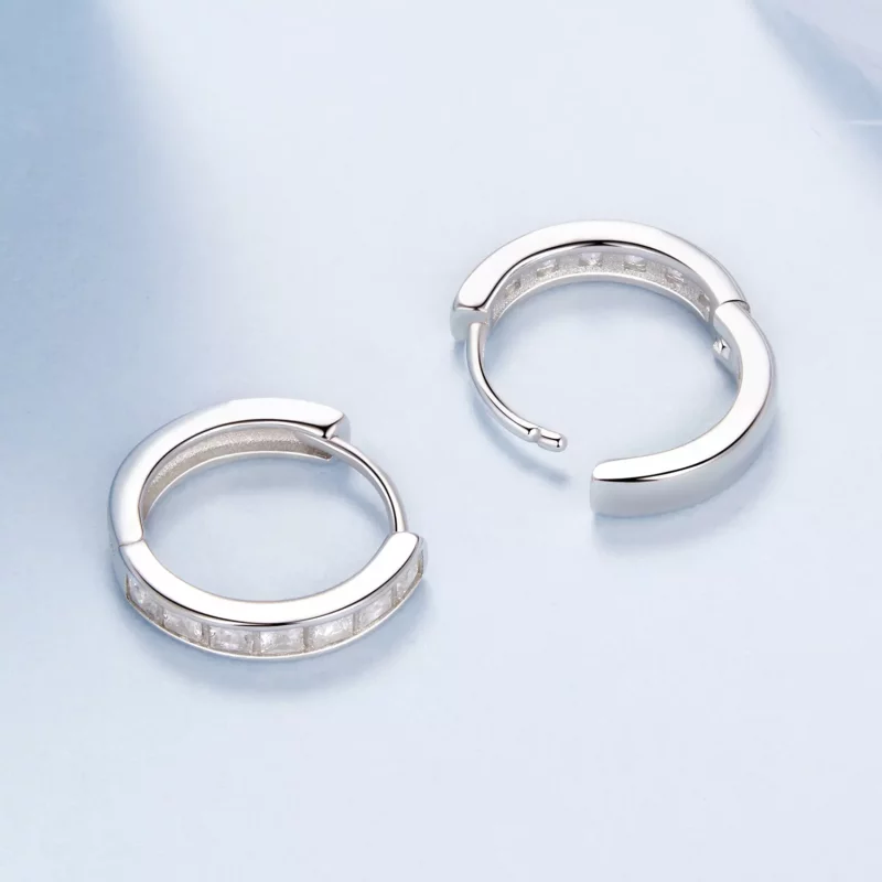 (imagen para) Pendientes brillantes de princesa cuadrada estilo PANDORA - BSE1102 - Ver 3