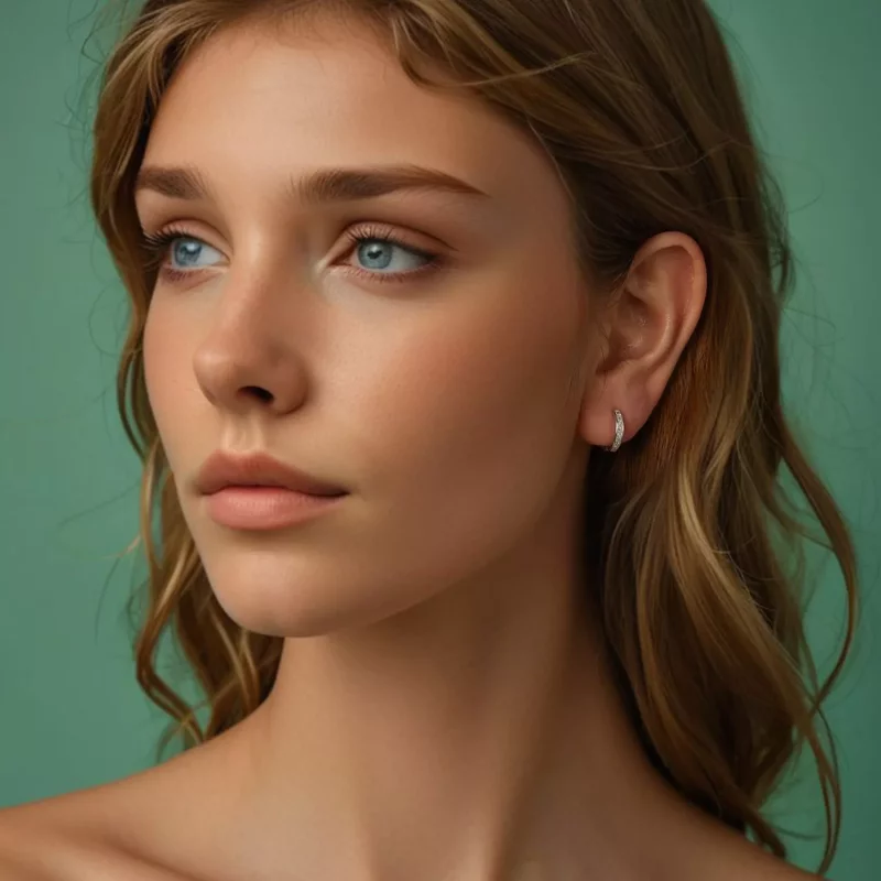(imagen para) Pendientes brillantes de princesa cuadrada estilo PANDORA - BSE1102 - Ver 7