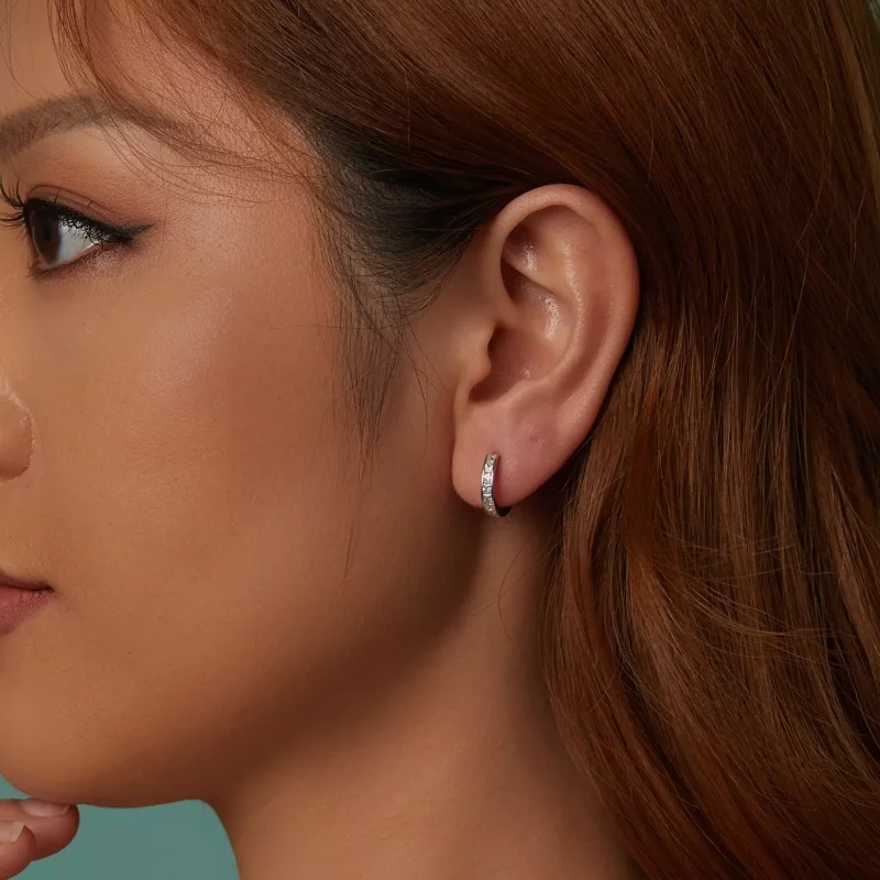 (imagen para) Pendientes brillantes de princesa cuadrada estilo PANDORA - BSE1102 - Ver 9