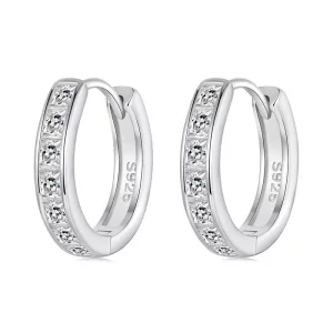 (imagen para) Pendientes brillantes de princesa cuadrada estilo PANDORA - BSE1102