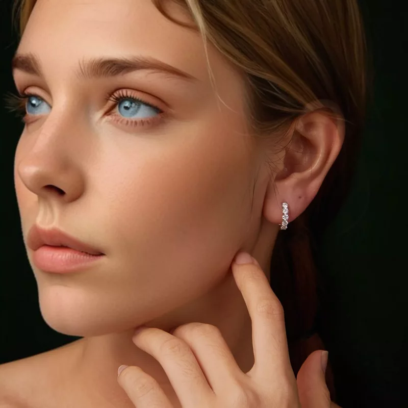 (imagen para) Pendientes brillantes estilo PANDORA (un certificado) - MSE069 - Ver 8