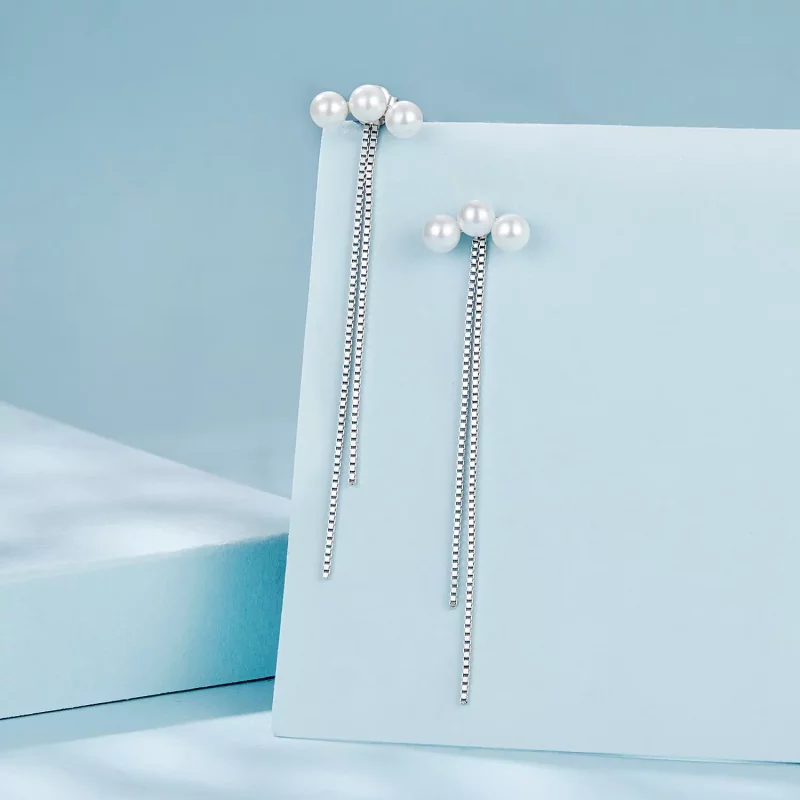 (imagen para) Pendientes con borlas de perlas y conchas estilo PANDORA - SCE1777 - Ver 2