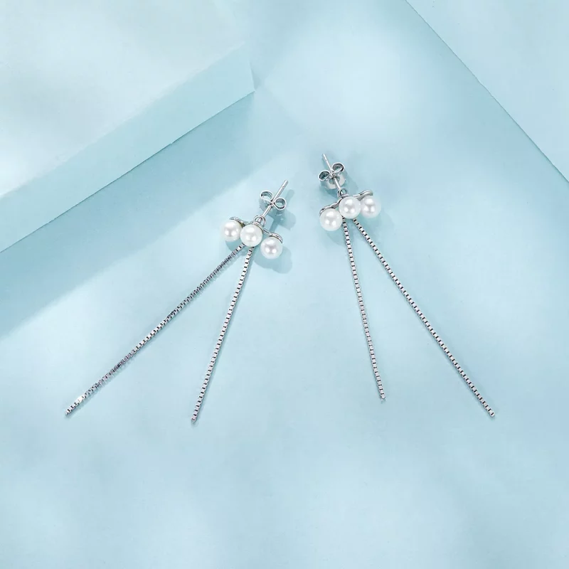 (imagen para) Pendientes con borlas de perlas y conchas estilo PANDORA - SCE1777 - Ver 4