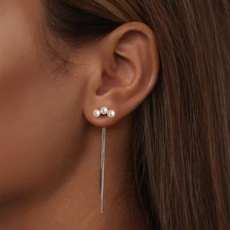 (imagen para) Pendientes con borlas de perlas y conchas estilo PANDORA - SCE1777 - Ver 6