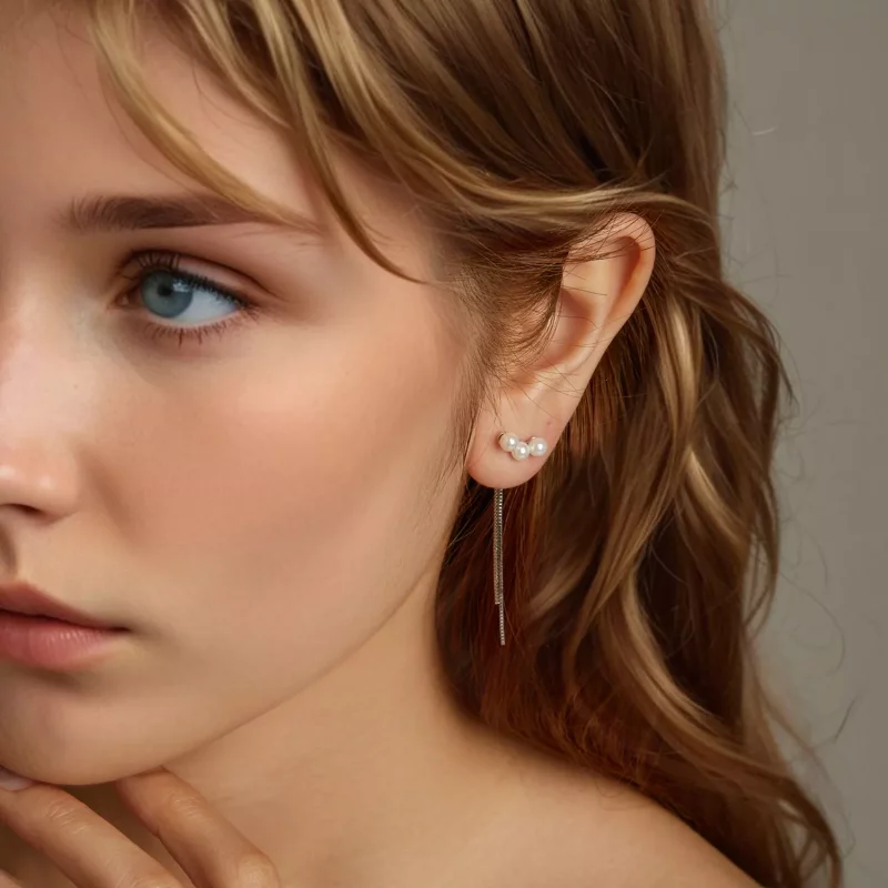 (imagen para) Pendientes con borlas de perlas y conchas estilo PANDORA - SCE1777 - Ver 8