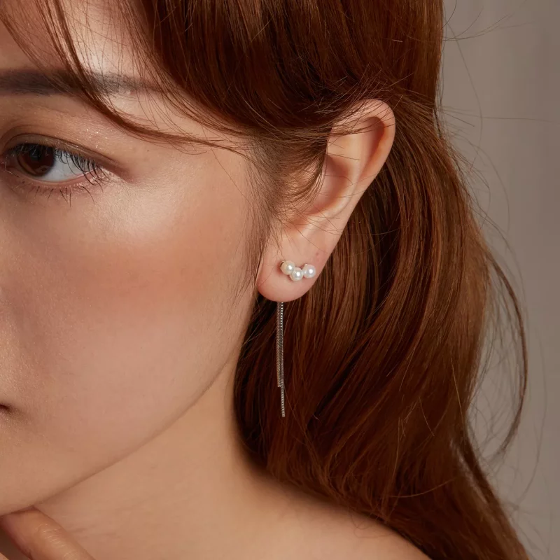 (imagen para) Pendientes con borlas de perlas y conchas estilo PANDORA - SCE1777 - Ver 9