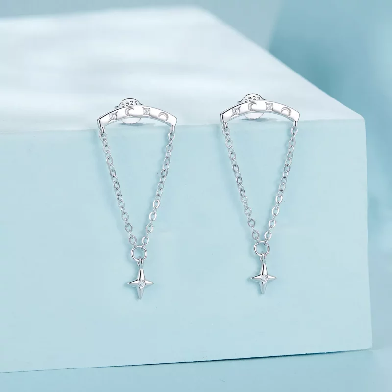 (imagen para) Pendientes con borlas y estrellas estilo PANDORA - SCE1767 - Ver 2