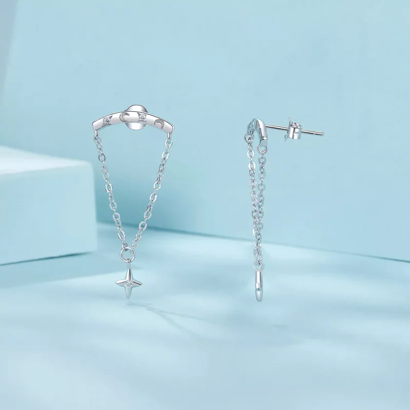 (imagen para) Pendientes con borlas y estrellas estilo PANDORA - SCE1767 - Ver 3