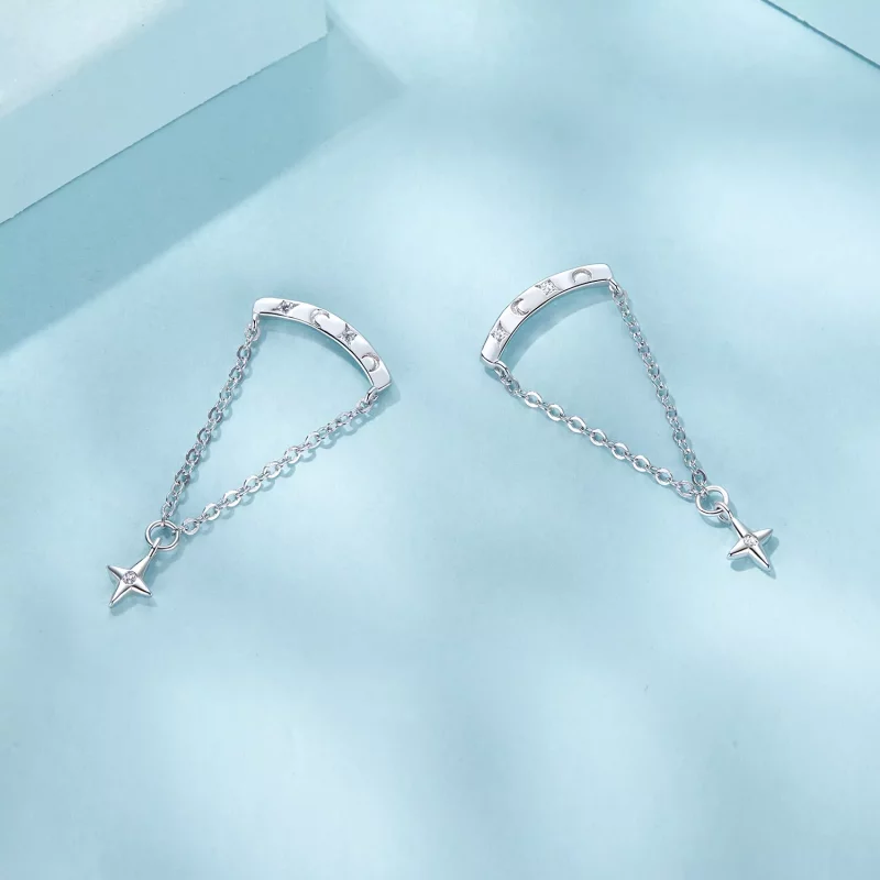 (imagen para) Pendientes con borlas y estrellas estilo PANDORA - SCE1767 - Ver 4