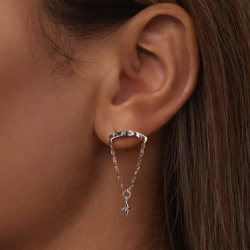 (imagen para) Pendientes con borlas y estrellas estilo PANDORA - SCE1767 - Ver 6