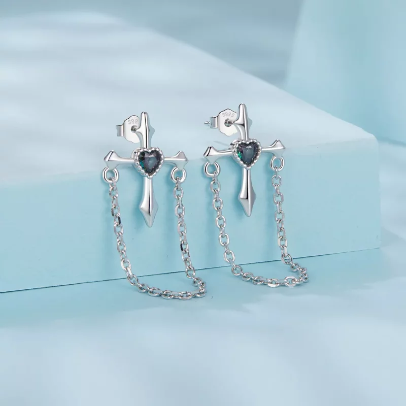 (imagen para) Pendientes con cadena cruzada estilo PANDORA - SCE1808 - Ver 2